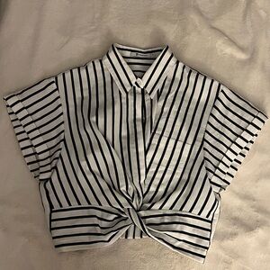 🎉LIKE NEW T. By Alexander Wang Twist Hem Cropped Stripe Shirt